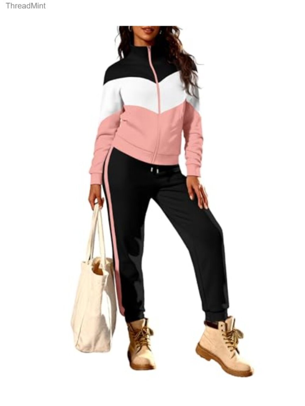 2 Piece Track Set Long Sleeve Zip Jacket Jogger Pants Workout Lounge Sweatsuit